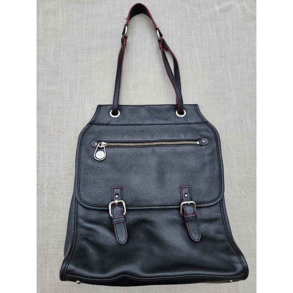 Isaac Mizrahi Live! Black Leather‎ Satchel Bag